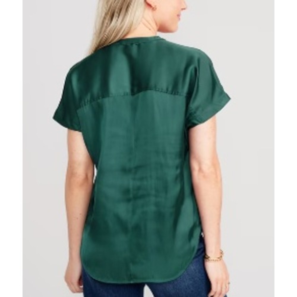 Old Navy Green Blouse M Dolman Sleeve Popover Top Emerald‎ Isle Professional - Picture 2 of 12